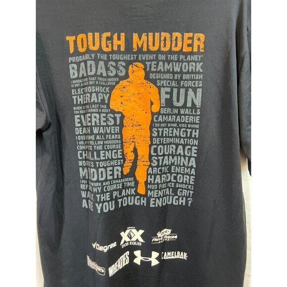 Under Armour Tough Mudder 2013 Finisher Sz M Black Orange Sponsors on Back Heatg - Picture 4 of 4